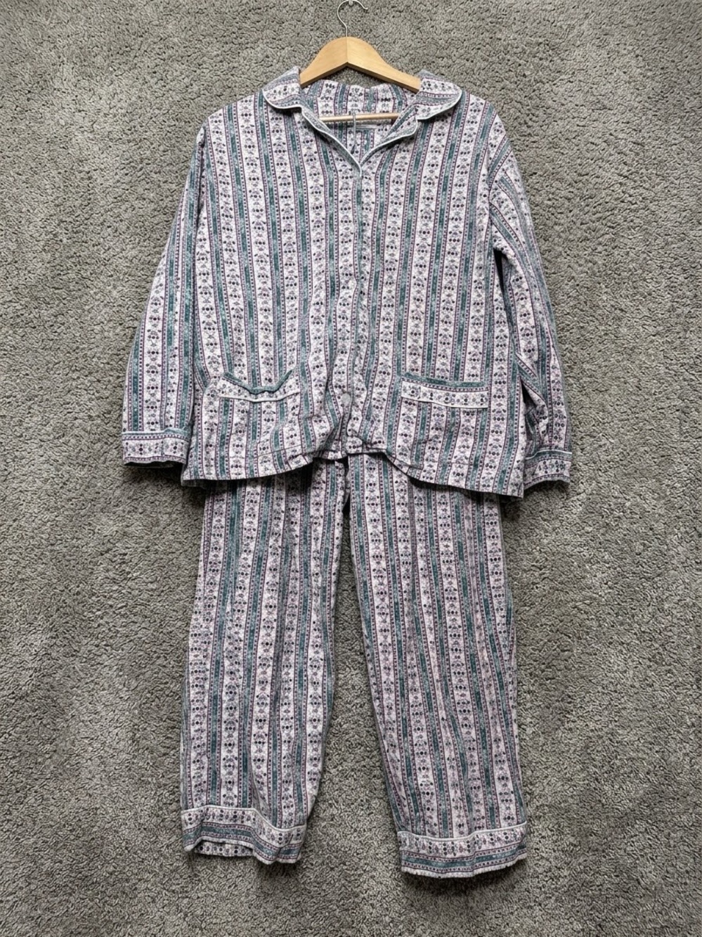 Lanz of Salzburg Heart Floral Pajama Set 2 Pc 100% Cotton Women’s Large